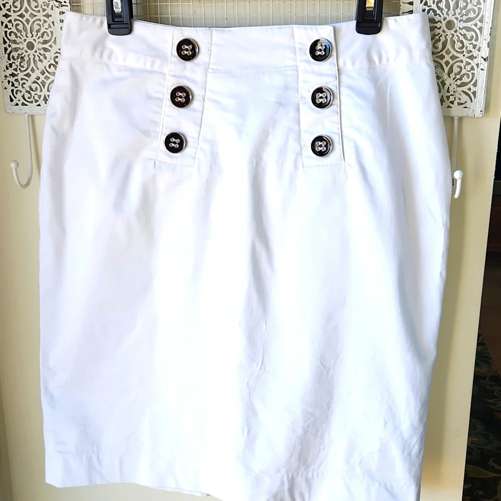 Luciano Dante Nautical Style Cotton Blend Skirt sz 8 white beachy sailor